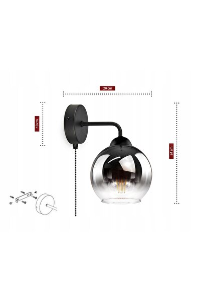 NO BRAND Aplică de perete sferică din grafit transparent cu LED