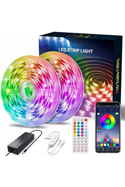 NO BRAND Bandă LED RGB 12V 20M cu telecomandă, cu sursă de alimentare, aplica...