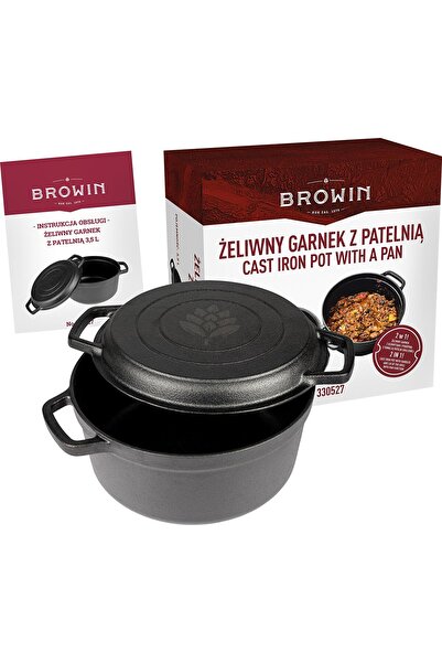 NO BRAND OALĂ DIN FONTĂ pentru plite cu inducție + tigaie BROWIN 3,5 L K3