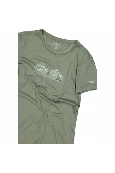 CMP Tricou de damă Merino 32T7166/F805 - Verde - 38(S)