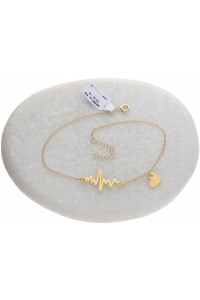 NO BRAND Brățară de argint cu design EKG (grafică cardiacă) pe linia piciorului.