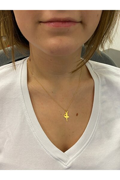 NO BRAND Colier din aur cu balerină, cutie din argint 925 placat cu aur