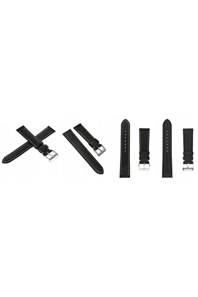 NO BRAND Curea de ceas din piele neagră, conică, netedă, CONNETC A01, 18 mm