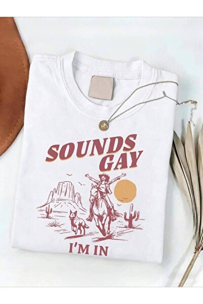 2BIR Retro Western-Inspired Printed Tee For Women, Denim Patterns & "Sounds G...