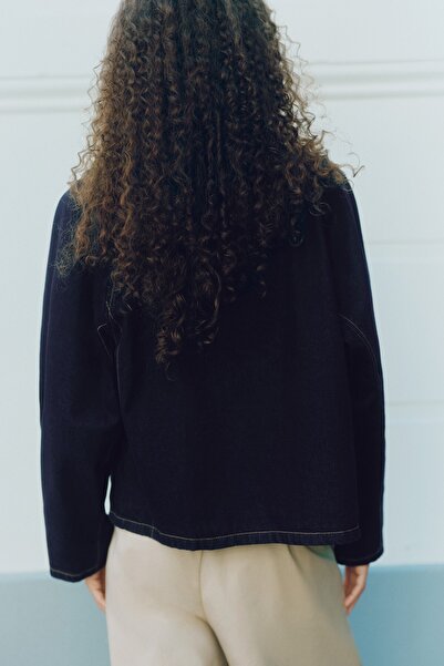 Pull & Bear Kontrast yakalı denim ceket