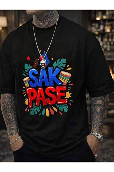 kai22 Men'S T-Shirt With 'SAK PASE' Design, Featuring Crew Neck, Short Sleeve...