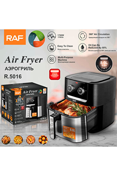 raf Electric Window Air Fryer 8L, Black / Silver, R.5016, 3 Years