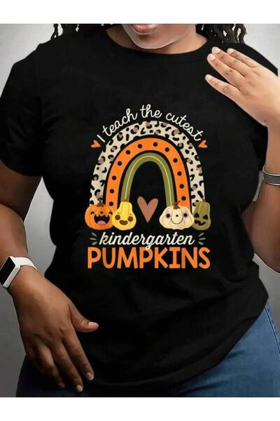 21JNRY تي شيرت مطبوع عليه I Teach The Cutest Kindergarten Pumpkin Teacher للر...
