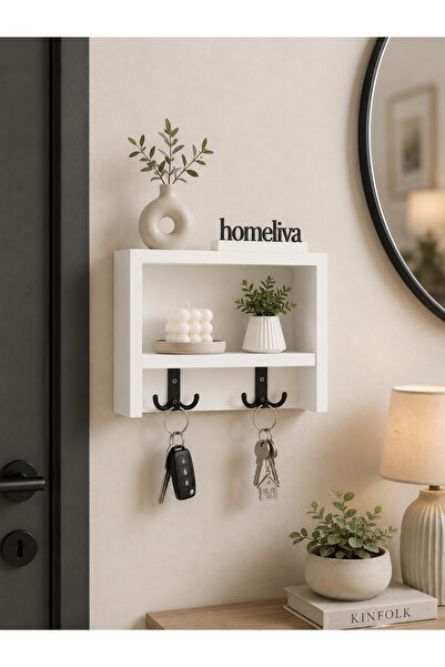 homeliva Duvara Montajlı Dekoratif Anahtarlık Dolabı 25x24x7 cm - Anahtar Ask...