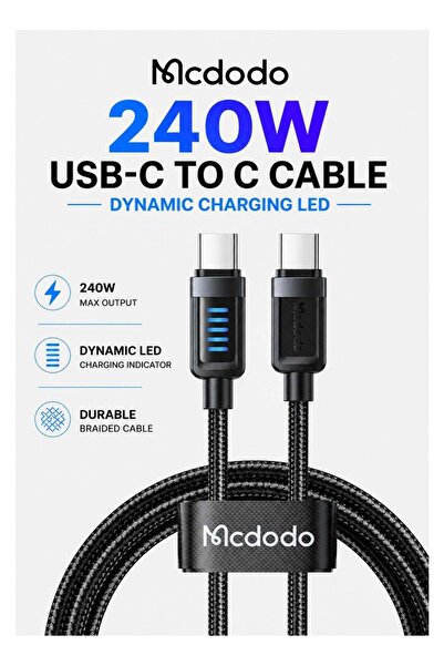 Mcdodo 240W USB-C to USB-C Fast Charging Cable, 1.2M, Dynamic LED Light , Typ...