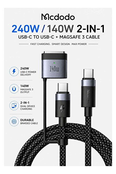Mcdodo 2-in-1 USB-C to MagSafe Cable, 240W USB-C Charging, 140W MacBook Charg...