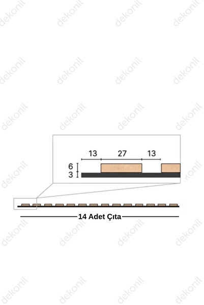 Dekonil Mdf Ahşap Keçeli Akustik Duvar Paneli 60x275 cm - Sonoma