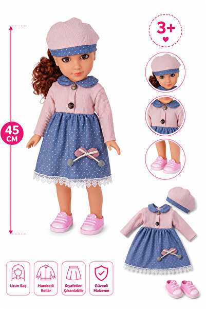 craftivio Gerçekçi Et Bebek 45 cm Taranabilir Uzun Saçlı Hareketli Eklemli Oy...