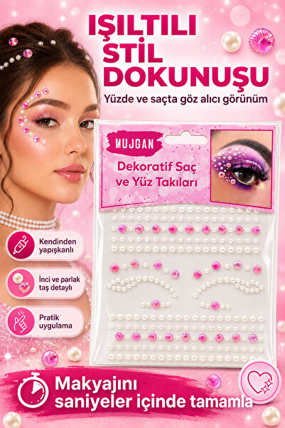 MUJGAN Kendinden Yapışkanlı İnci Model Yüz ve Saç Taşları