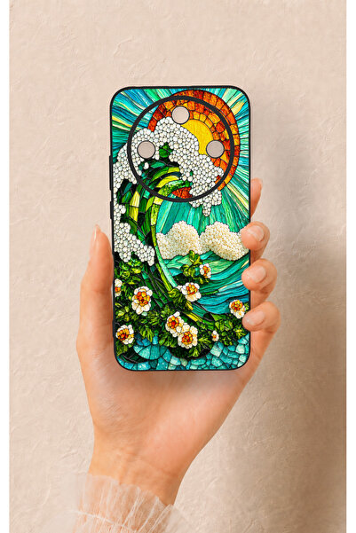Vip Case Honor Magic 8 Lite Uyumlu Mozaik Okyanus Dalgası Desenli Silikon Kılıf