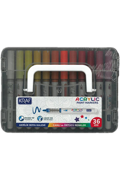 KRAF 666 Acrylic Marker Round Tip Paint Pen Set of 36