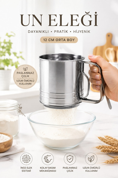 Lavider Stainless Steel Flour Sieve 12 cm – Medium Size Practical Press-Type ...