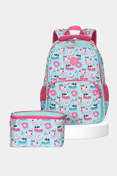 GENC DIJITAL BASKI Fed Set of 2 Primary School Backpack Set Orthopedic Back S...