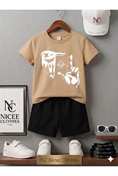 Leto Lykia Summer Children's T-Shirt Shorts Unisex (White with Eye Print on t...