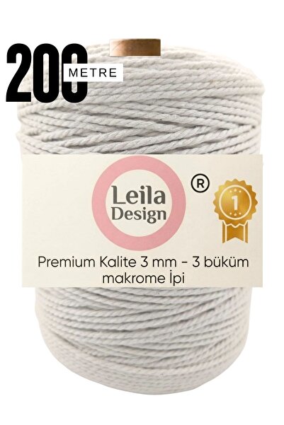 3 mm 3 Büküm Kırık Beyaz Makrome İpi Pamuk 1 KG -