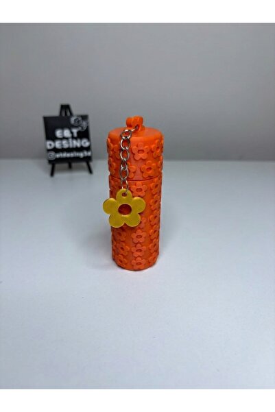 3D Baskı Çiçek Desenli Çok Amaçlı Saklama Kutusu – Anahtarlıklı Mini Silindir Düzenleyici (22x80 mm)