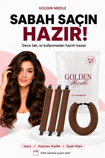 Golden Needle 4-Piece Velvet Hair Curler Hair Sticks - Heat-Free Volume and C...