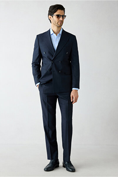 Kiğılı 6 Drop Regular Fit Standard Cut Pointed Collar Double Breasted Plaid Suit