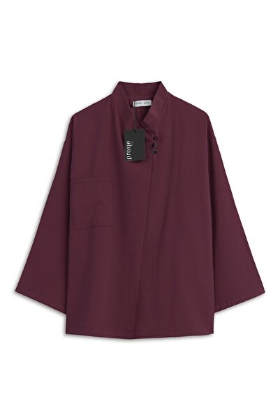 praye Three-Button Tunic Burgundy
