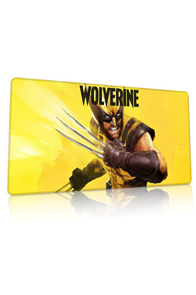 Duvarda Wolverine Gaming Oyuncu 90x40 cm Mousepad Dikişli Kaymaz Taban XL