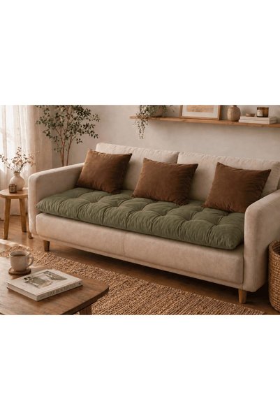 GENELEC Keten Koltuk Şiltesi Kalın Yer Minderi | Balkon, Sedir, Bank ve Koltu...