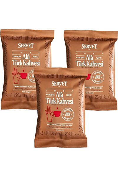 BERCEKIZ SERVET ŞEKERLEME Servet Alâ Türk Kahvesi 100 gr 3'lü Paket (300 gr)