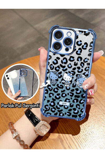 ucuc iPhone 15 Pro Max Uyumlu Şeffaf Dört Köşe Silikon Kaplama Parlak Kenar K...