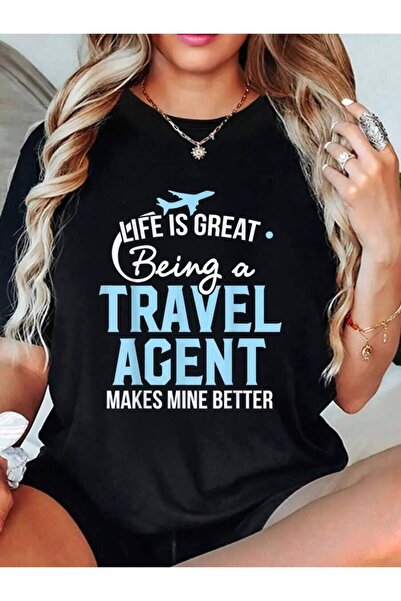 k222 Travel - Life Is Great Being An Agent Fun Graphic T-Shirts Women Men, Sh...