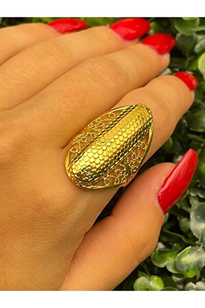 BİJU YILMAZ Gold-plated long oval design ring 26yzk76