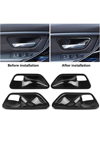 ŞENYILDIZ AKSESUAR BMW 3ve5 Serisi F10 F30 F32 F34 F36 F18 2013-2018 İç Kapı Kolu Karbon Fiber Kaplaması 4 Parça