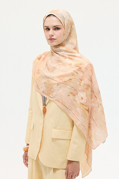 cs camellia scarf Velvet Kraş Şal - Somon