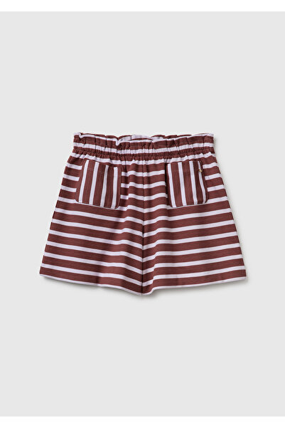 United Colors of Benetton Women's Brown Mix 100% Cotton Shorts with Logo Deta...