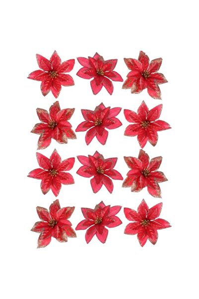 Generic Brand Algasan 12Pcs Double Layers Artificial Flowers Christmas Red Fa...