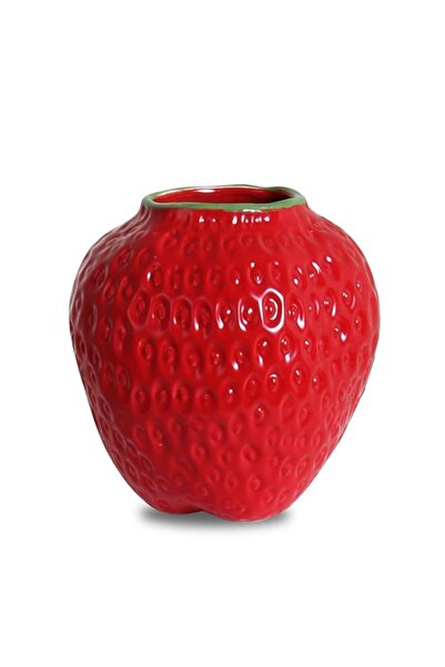 Generic Brand Strawberry Ceramic Flower Vase, Mini Decorative Cute Fruit Orna...