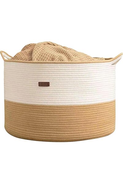 Generic Beauenty Large Cotton Rope Basket, 22"x22"x14" Woven Storage Basket f...