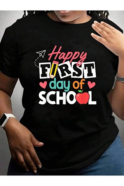 9JY Happy First Day Of Teacher Vibes Back To School Black Graphic T Shirts Tee