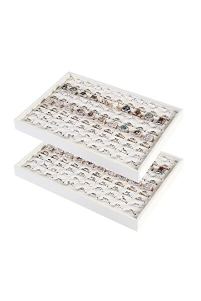 Generic Brand Coward 2Pcs/Set Stackable Ring Organizer Tray Beige Velvet Ring...