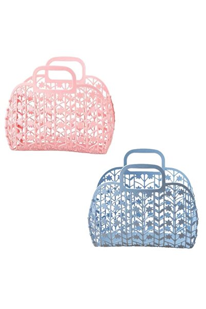 Generic Decorative Plastic Storage Basket Set, 2 Pieces, Pink and Blue, 23 x ...