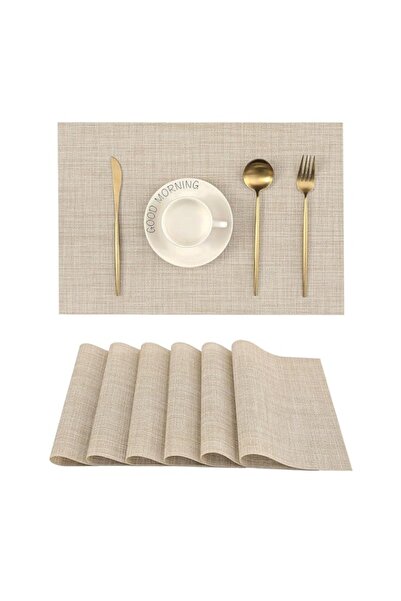 Generic Beige Placemats Set of 6 - Heat Resistant Non-Slip Place mats for Din...