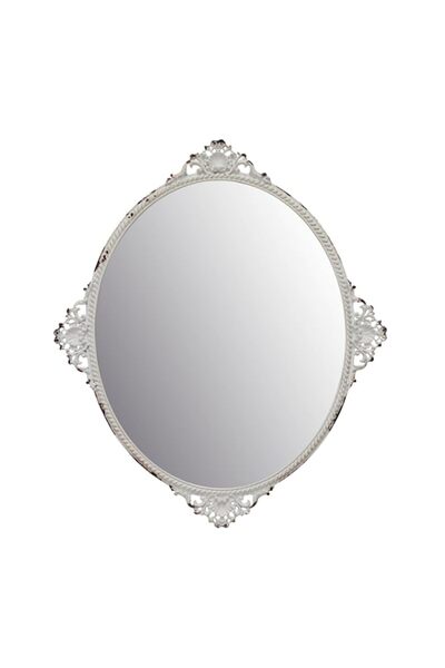 Generic Brand Stonebriar Decorative 11.7" x 10" Oval Antique White Metal Acce...