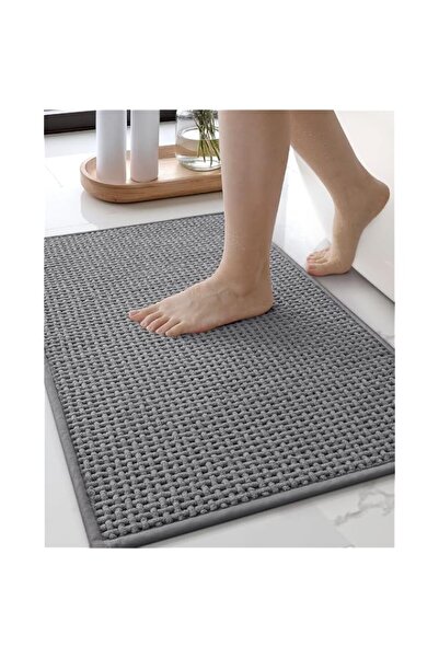 Generic Color&Geometry Dark Grey Chenille Bathroom Rugs 60x90 cm- Non Slip, A...