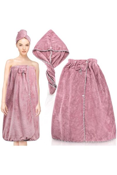 Generic Eorbow 2 Pcs Bath Towel Wrap Set, Microfiber Soft Shower Towel with H...