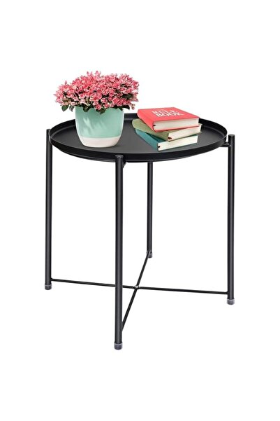 Generic SKY-TOUCH Tray Table with Detachable Tray Top，Round Metal Coffee Tabl...