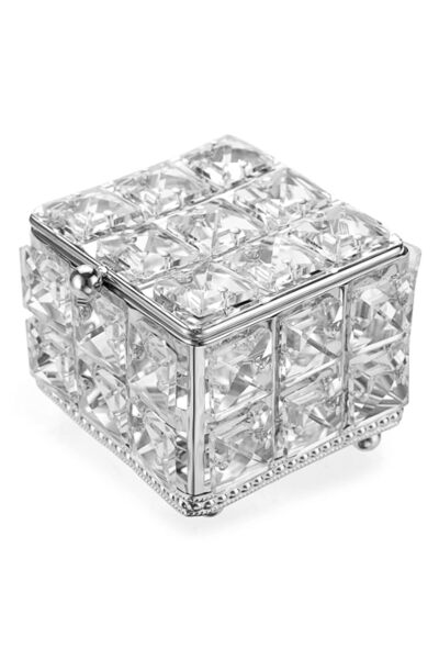 Generic ELLDOO Crystal Jewelry Box Square Trinket Organizer with Lid Earrings...
