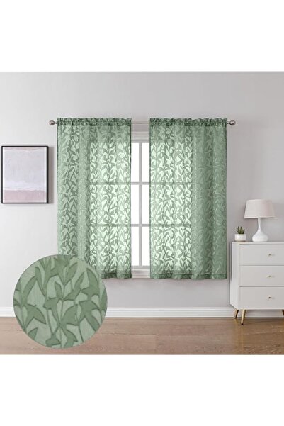 Generic Lecloud Leia 2 Panels Semi Sage Green Sheer Curtains 45 Inch Length, ...